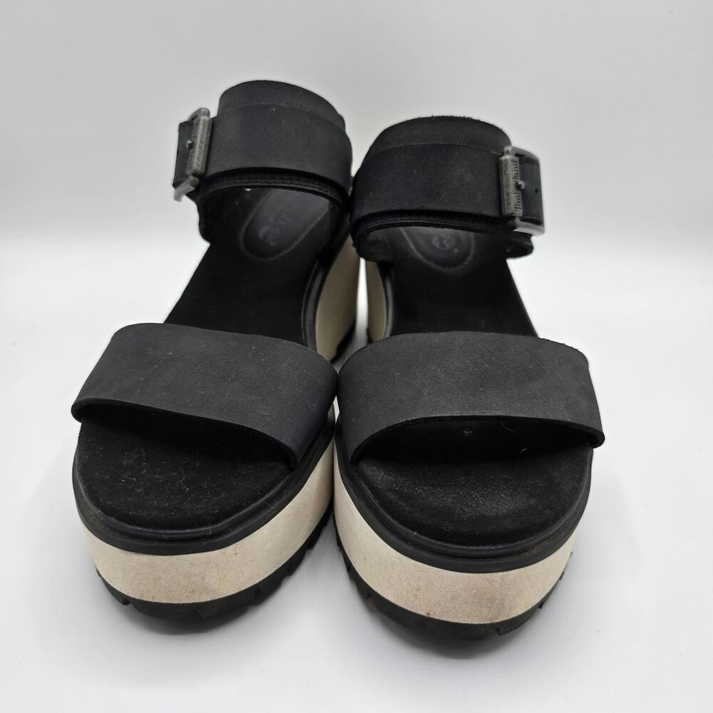 Timberland Koralyn 2 black white strappy buckle foam wedges 8 - Picture 6 of 12